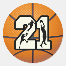 Number 21 Basketball Stickers
