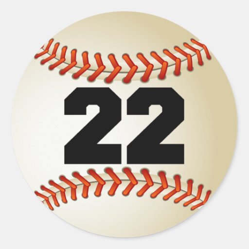 number-22-baseball-classic-round-sticker-zazzle