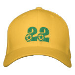 Number 22 South Africa yellow &amp; green soccer cap Embroidered Hat