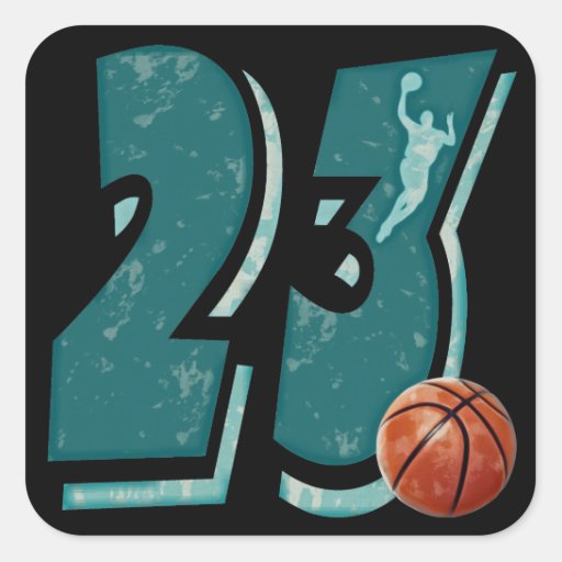 Number 23 Basketball and Player Square Sticker | Zazzle