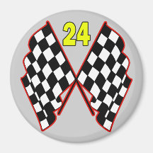 Number 24 and Checkered Flags Magnet