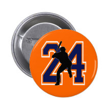 NUMBER 24 BASEBALL PLAYER PINBACK BUTTON