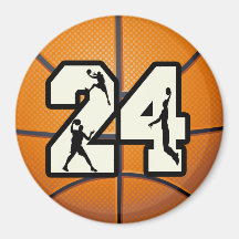 Number 24 Basketball Fridge Magnet