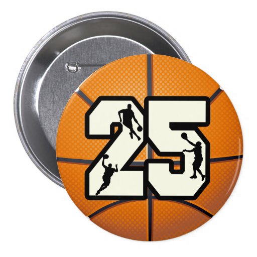 Number 25 Basketball Buttons