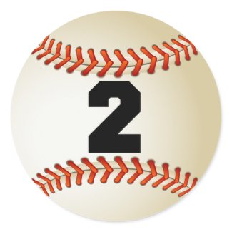 Number 2 Baseball sticker