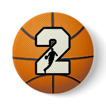 Number 2 Basketball and Player Pinback Button