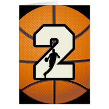 Number 2 Basketball and Players Greeting Card