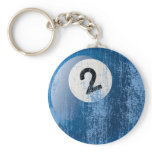 NUMBER 2 BILLIARDS BALL - ERODED AND AGED STYLE KEY CHAIN