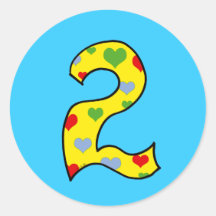Number 2 round sticker