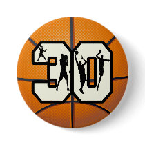 Number 30 Basketball Button
