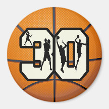 Number 30 Basketball Fridge Magnet