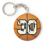 Number 30 Basketball Key Chain