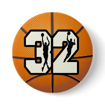 Number 32 Basketball Pinback Buttons