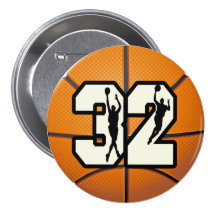 Number 32 Basketball Pinback Buttons