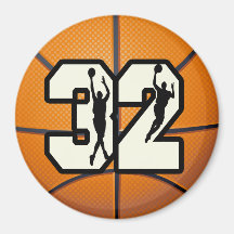 Number 32 Basketball Refrigerator Magnet