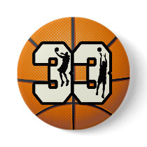 Number 33 Basketball Buttons