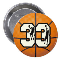 Number 33 Basketball Buttons