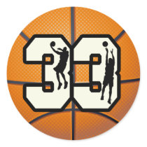 Number 33 Basketball Round Sticker