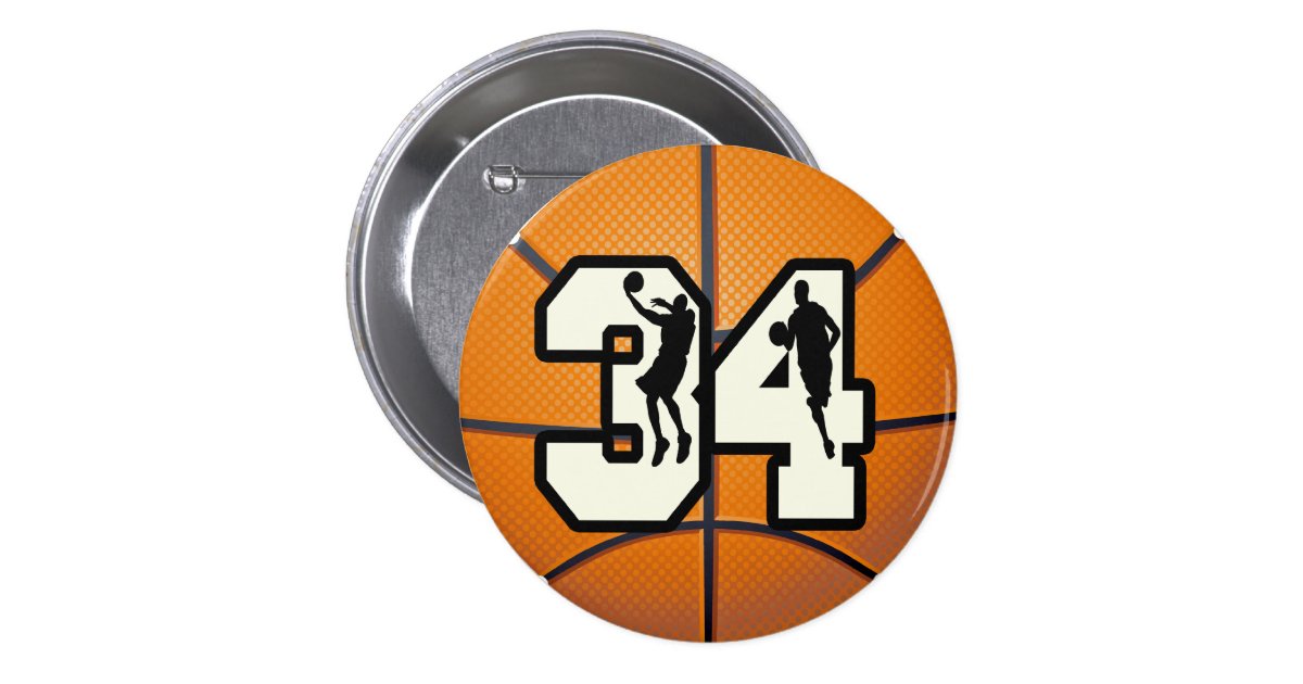 Number 34 Basketball Button Zazzle