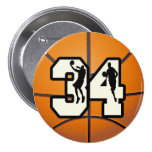 Number 34 Basketball Buttons
