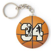 Number 34 Basketball Key Chains