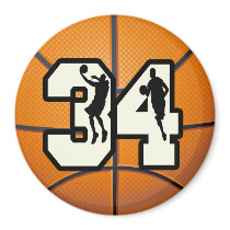 Number 34 Basketball Fridge Magnets