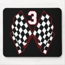 NUMBER 3 AND CHECKERED FLAGS MOUSEPAD