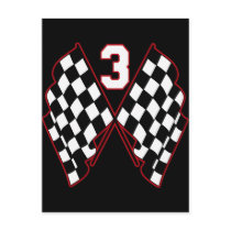 NUMBER 3 AND CHECKERED FLAGS POSTCARDS