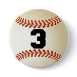 Number 3 Baseball Button
