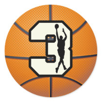 Number 3 Basketball and Player Sticker