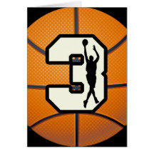 Number 3 Basketball and Players Greeting Card