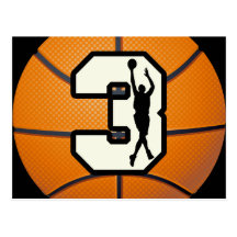 Number 3 Basketball and Players Postcards