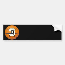 Number 3 Basketball Bumper Sticker