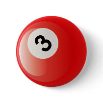 NUMBER 3 BILLIARDS BALL buttons by dgpaulart NUMBER 3 BILLIARDS BALL buttons