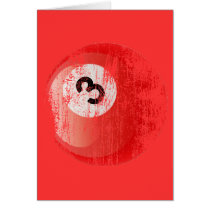 NUMBER 3 BILLIARDS BALL - ERODED AND AGED STYLE CARD