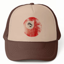 NUMBER 3 BILLIARDS BALL - ERODED AND AGED STYLE TRUCKER HATS