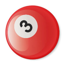 NUMBER 3 BILLIARDS BALL REFRIGERATOR MAGNETS