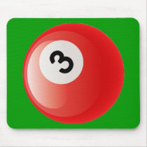 NUMBER 3 BILLIARDS BALL MOUSEPAD