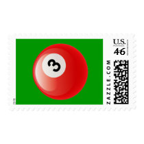 NUMBER 3 BILLIARDS BALL STAMP