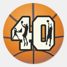Number 40 Basketball Round Sticker