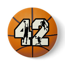 Number 42 Basketball Buttons