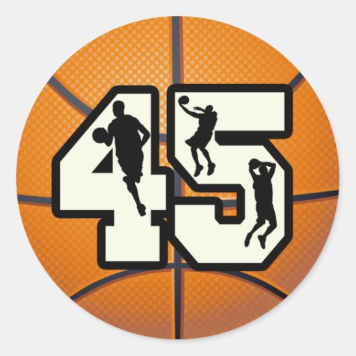 number_45_basketball_round_stickers-rf68