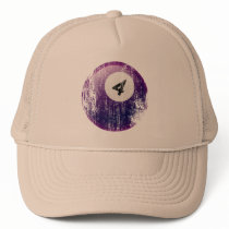 NUMBER 4 BILLIARDS BALL - ERODED AND AGED STYLE MESH HATS