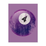 NUMBER 4 BILLIARDS BALL - ERODED AND AGED STYLE POST CARD