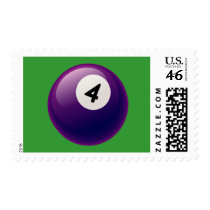 NUMBER 4 BILLIARDS BALL postage