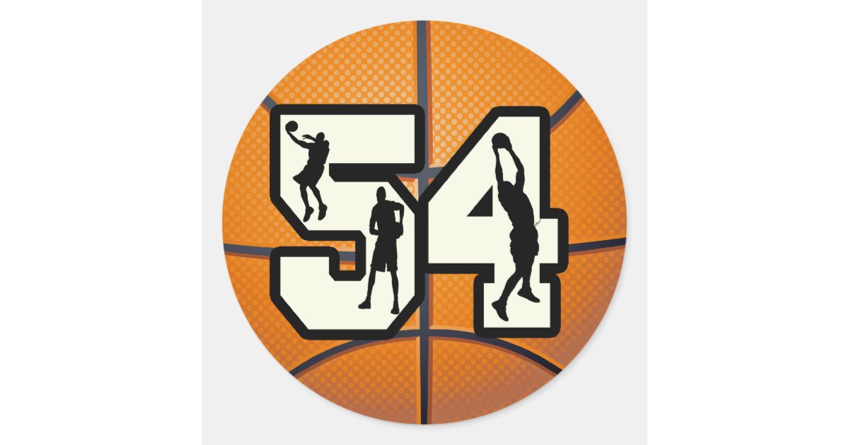 number-54-basketball-classic-round-sticker-zazzle