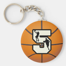 Number 5 Basketball and Player Keychain