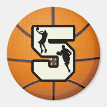 Number 5 Basketball and Player Refrigerator Magnet