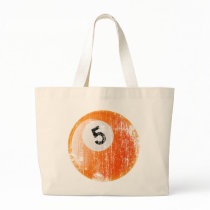 NUMBER 5 BILLIARDS BALL - ERODED AND AGED STYLE CANVAS BAGS