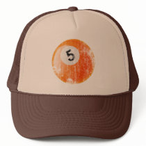 NUMBER 5 BILLIARDS BALL - ERODED AND AGED STYLE TRUCKER HAT